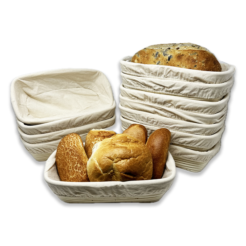 12 Pack - Artisan Rectangular Proofing Basket w/ CLOTH LINER 12i